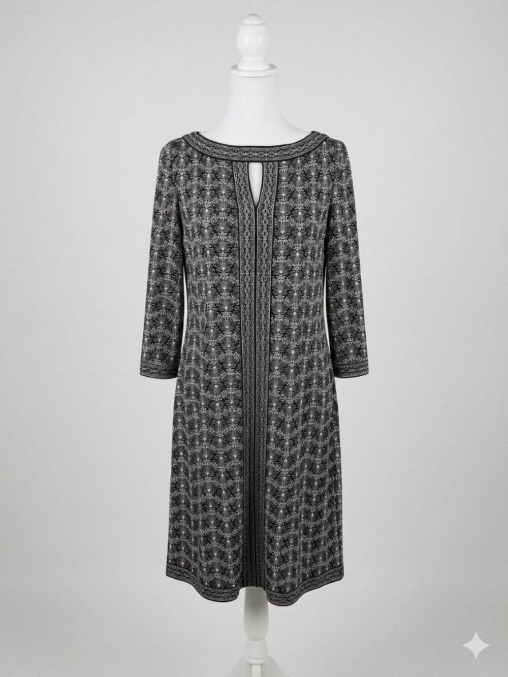 Wisp Black White Geometric Print Keyhole Dress Women’s Size 6